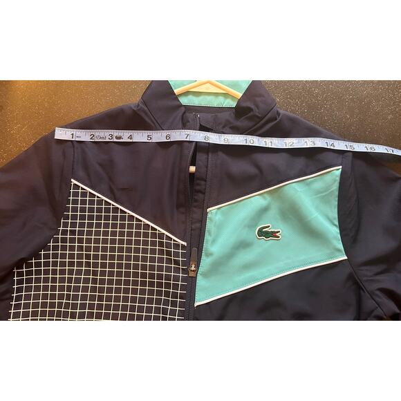 Lacoste Youth Track Suit Jacket Size 14 Full Zip Navy Blue Colorblock - Picture 6 of 10